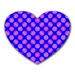 Bright Mod Pink Circles On Blue Heart Mousepads