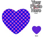 Bright Mod Pink Circles On Blue Multi-purpose Cards (Heart) 