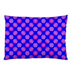 Bright Mod Pink Circles On Blue Pillow Case