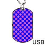 Bright Mod Pink Circles On Blue Dog Tag USB Flash (Two Sides) 