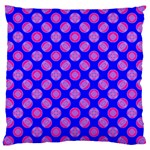 Bright Mod Pink Circles On Blue Large Cushion Case (One Side)