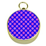 Bright Mod Pink Circles On Blue Gold Compasses