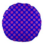 Bright Mod Pink Circles On Blue Large 18  Premium Flano Round Cushions
