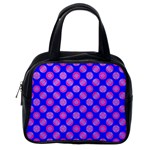 Bright Mod Pink Circles On Blue Classic Handbags (One Side)