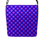 Bright Mod Pink Circles On Blue Flap Messenger Bag (L) 