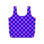 Bright Mod Pink Circles On Blue Full Print Recycle Bags (S) 
