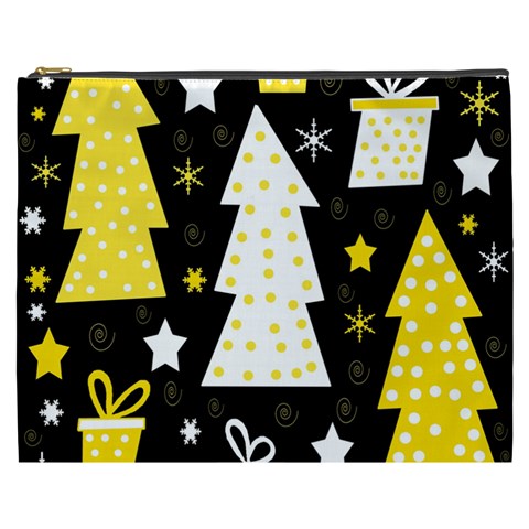 Yellow playful Xmas Cosmetic Bag (XXXL)  from UrbanLoad.com Front