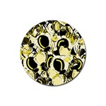 Yellow abstract garden Rubber Round Coaster (4 pack) 