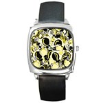 Yellow abstract garden Square Metal Watch