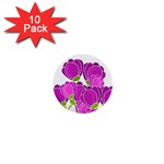 Purple flowers 1  Mini Buttons (10 pack) 