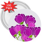 Purple flowers 3  Buttons (100 pack) 