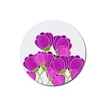 Purple flowers Rubber Round Coaster (4 pack) 