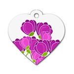 Purple flowers Dog Tag Heart (Two Sides)