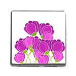 Purple flowers Memory Card Reader (Square)