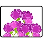 Purple flowers Fleece Blanket (Large) 