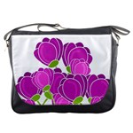 Purple flowers Messenger Bags