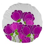 Purple flowers Large 18  Premium Round Cushions