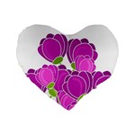 Purple flowers Standard 16  Premium Heart Shape Cushions