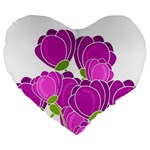 Purple flowers Large 19  Premium Heart Shape Cushions