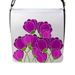 Purple flowers Flap Messenger Bag (L) 