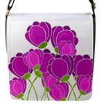 Purple flowers Flap Messenger Bag (S)