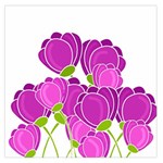 Purple flowers Large Satin Scarf (Square)