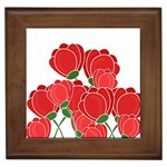 Red floral design Framed Tiles