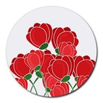 Red floral design Round Mousepads