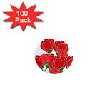 Red floral design 1  Mini Magnets (100 pack) 