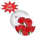 Red floral design 1.75  Buttons (100 pack) 