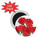 Red floral design 1.75  Magnets (100 pack) 