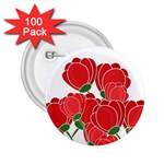 Red floral design 2.25  Buttons (100 pack) 