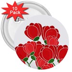 Red floral design 3  Buttons (10 pack) 