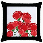 Red floral design Throw Pillow Case (Black)