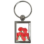 Red floral design Key Chains (Rectangle) 