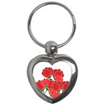 Red floral design Key Chains (Heart) 