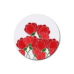 Red floral design Rubber Coaster (Round) 