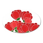 Red floral design Oval Magnet