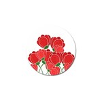 Red floral design Golf Ball Marker