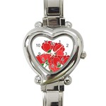 Red floral design Heart Italian Charm Watch