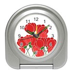 Red floral design Travel Alarm Clocks