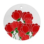 Red floral design Round Ornament (Two Sides) 