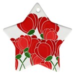 Red floral design Star Ornament (Two Sides) 