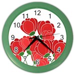 Red floral design Color Wall Clocks