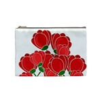 Red floral design Cosmetic Bag (Medium) 