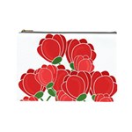 Red floral design Cosmetic Bag (Large) 