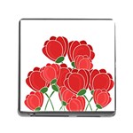Red floral design Memory Card Reader (Square)