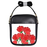 Red floral design Girls Sling Bags