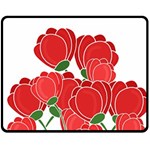 Red floral design Fleece Blanket (Medium) 