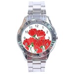 Red floral design Stainless Steel Analogue Watch